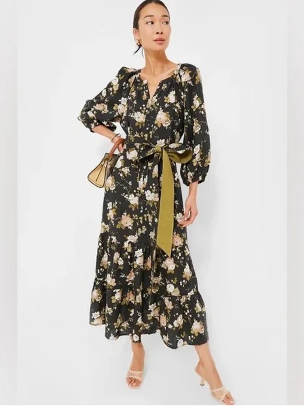 Tuckernuck Midnight Lyles Floral Maxi Dress Black Multi Large
